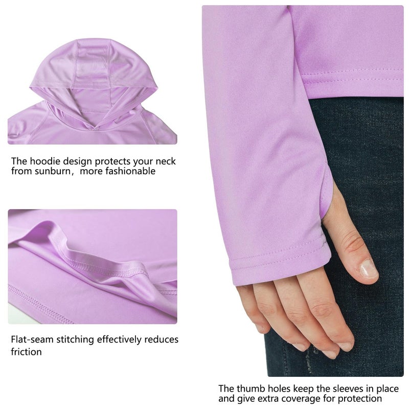 Willit Women's UPF 50+ Sun Protection Hoodie SPF Shirt Long Sleeve Hiking Fishing Outdoor Shirt Lightweight Hoodie Lavender M - Image 4